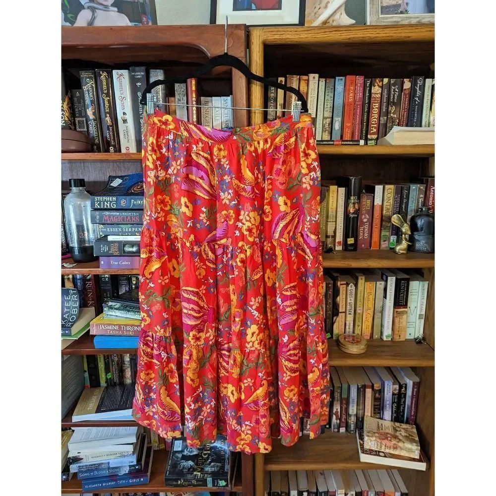 RACHEL Roy long floral peasant skirt nwt sz large red and orange